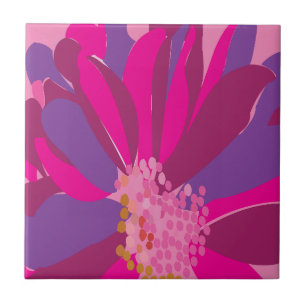 Azulejo De Cerâmica Floral Rosa Roxo