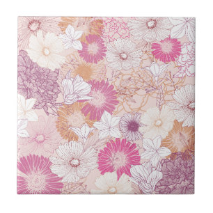 Azulejo De Cerâmica Floral Sem Costura