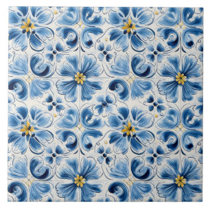 Azulejo De Cerâmica Floral Vintage Azul