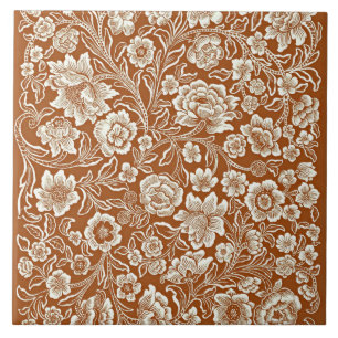 Azulejo De Cerâmica Floral Vintage em Siena Queimada
