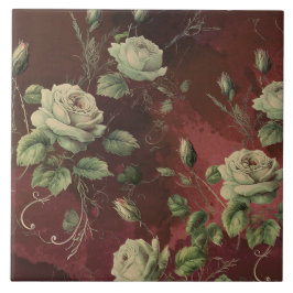 Azulejo De Cerâmica Floral Vintage Rosa Folhagem