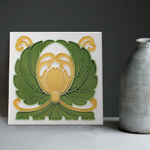 Azulejo De Cerâmica Floral Wall Decor Art Nouveau Vintage Alemanha Dec