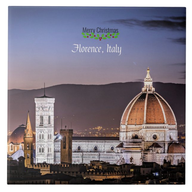 Azulejo De Cerâmica Florença, Itália, Feliz Natal (Frente)