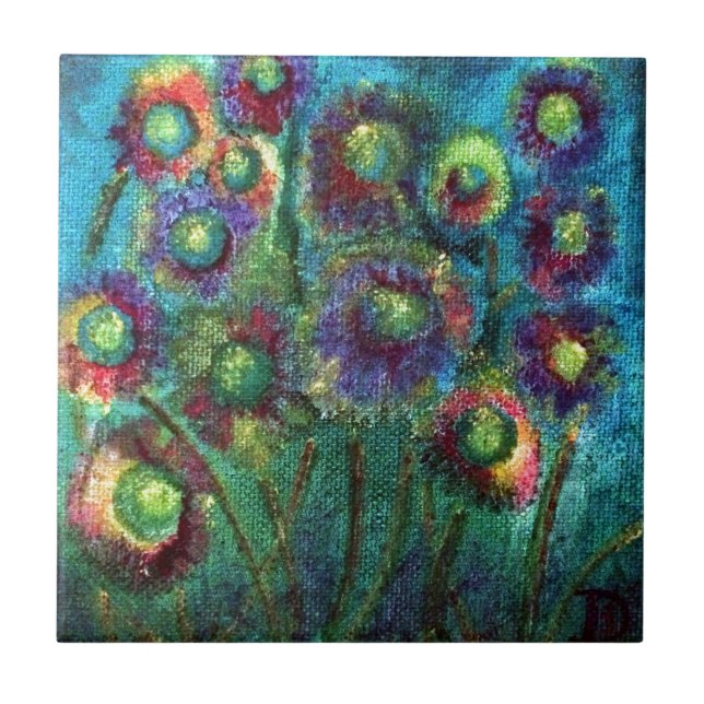 Azulejo De Cerâmica Flores Abstratas (Frente)