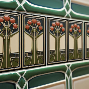 Azulejo De Cerâmica Flores Abstratas do Movimento Arts & Crafts de Mea