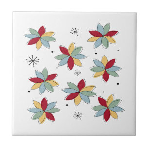 Azulejo De Cerâmica Flores Abstratas Escandinavas Divertidas Moderno d