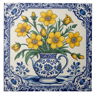 Azulejo De Cerâmica Flores amarelas 4