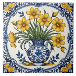 Azulejo De Cerâmica Flores amarelas 5