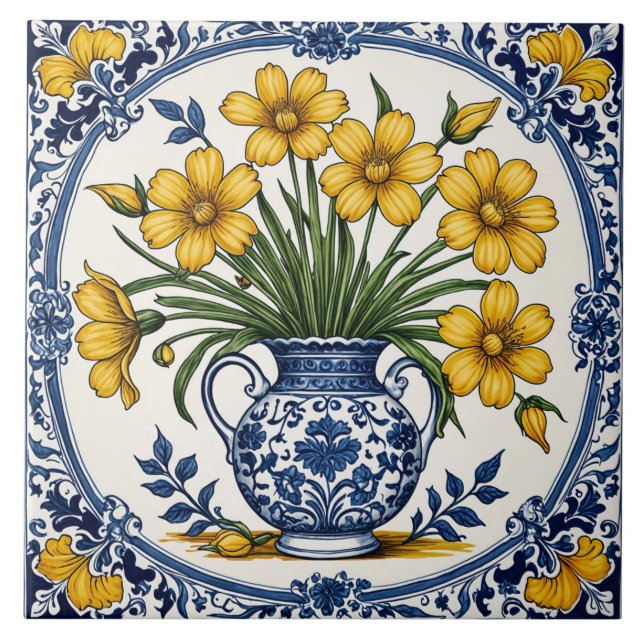 Azulejo De Cerâmica Flores amarelas 5 (Frente)