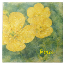 Azulejo De Cerâmica Flores amarelas de aquarela
