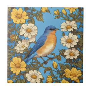 Azulejo De Cerâmica Flores Amarelas e Brancas Orientais Cheias
