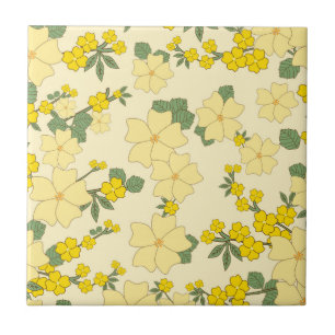 Azulejo De Cerâmica Flores Amarelas, Padrão Floral, Padrão De Flores