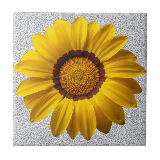 Azulejo De Cerâmica Flores amarelas, textura da parede da cinza (Frente)