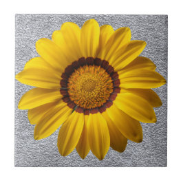 Azulejo De Cerâmica Flores amarelas, textura da parede da cinza