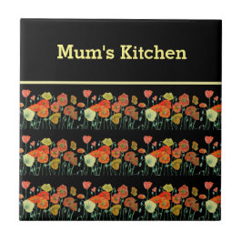 Azulejo De Cerâmica Flores Amarelas Vermelhas Flores-Papagaios Papagai