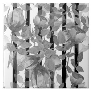 Azulejo De Cerâmica Flores aquáticas sem costura cinzas rosas roma flo