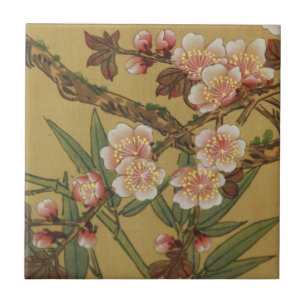 Azulejo De Cerâmica Flores Asiáticas Japonesas de Cerejeira Vintage
