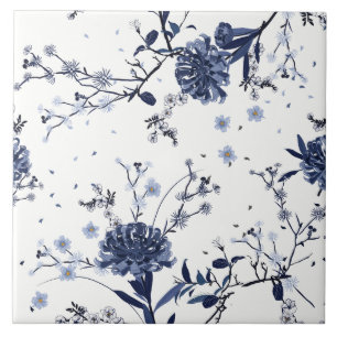 Azulejo De Cerâmica Flores Azuis