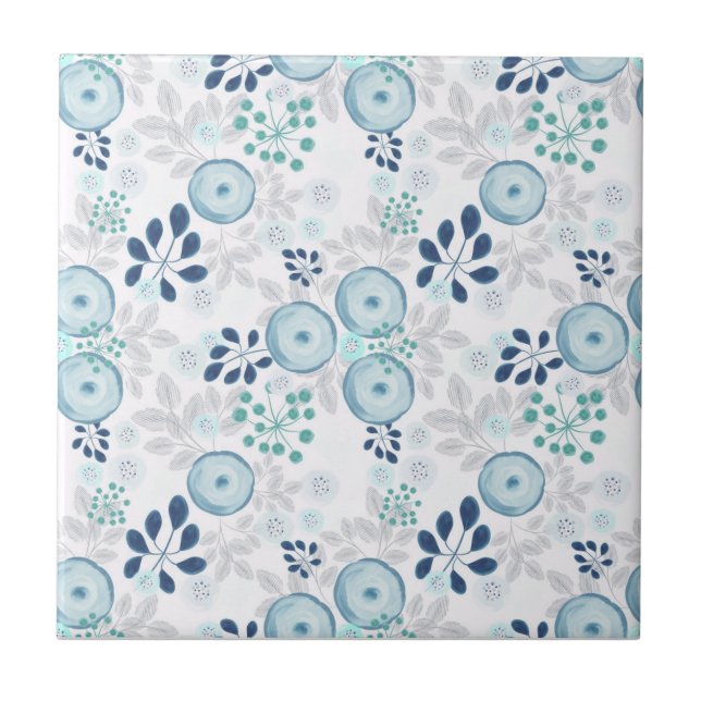 Azulejo De Cerâmica Flores azuis-claras (Frente)