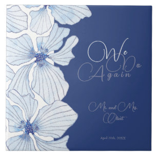 Azulejo De Cerâmica Flores Azuis Elegantes Viram Renovação 10 anos