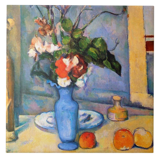 Azulejo De Cerâmica Flores Azuis, Paul Cezanne (Frente)