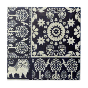 Azulejo De Cerâmica flores azuis vintage, flores florais, tecido, arte