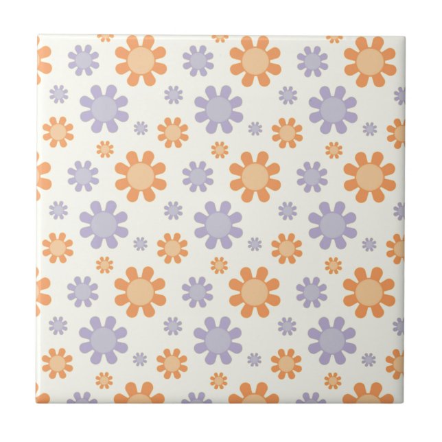 Azulejo De Cerâmica Flores bonitas da década de 70 (Frente)