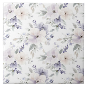 Azulejo De Cerâmica Flores bonito de Lavanda de marfim roxa
