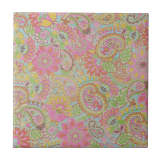 Azulejo De Cerâmica Flores botânicas Coloridas Paisley Floral
