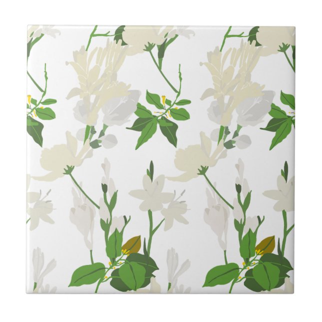 Azulejo De Cerâmica Flores brancas 1 (Frente)