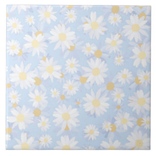 Azulejo De Cerâmica Flores Brancas Clássicas de Margarida Botânica d