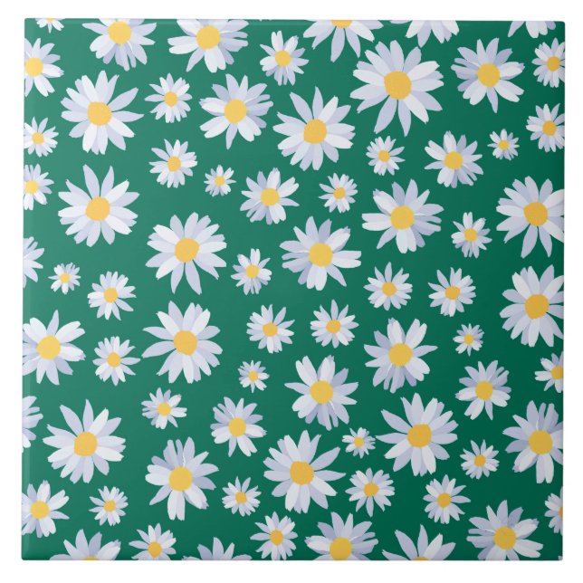 Azulejo De Cerâmica Flores Brancas Clássicas Flores Botânicas design (Frente)