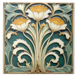 Azulejo De Cerâmica Flores Brancas com Pistils Amarelos