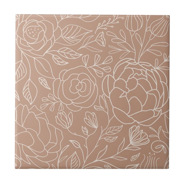 Azulejo De Cerâmica Flores Brancas Rosa Dusty Banho de Cozinha Sem Cos (Frente)
