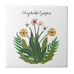 Azulejo De Cerâmica Flores Buquê Amarelo Cor de Água Cor Rosa