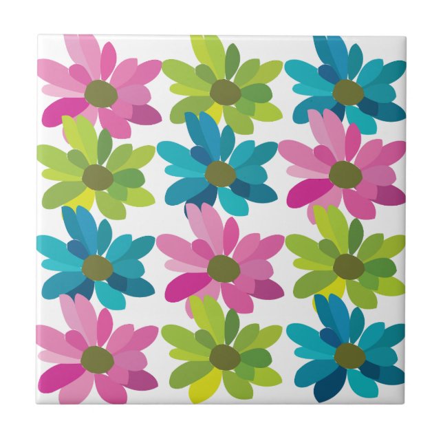 Azulejo De Cerâmica Flores Coloridas (Frente)