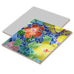 Azulejo De Cerâmica Flores Coloridas Brilhantes, Vermelhas e Amarelas<br><div class="desc">Flores vermelhas e amarelas brilhantes entre folhas verdes e água azul em um lago koi azulejo mosaico é um azulejo decorativo de Zen colorido. Personalizar com Iniciais e um Nome. Esta é uma das múltiplas designs de coordenação com a fotografia original de arte da JLW_PHOTOGRAPHY.</div>