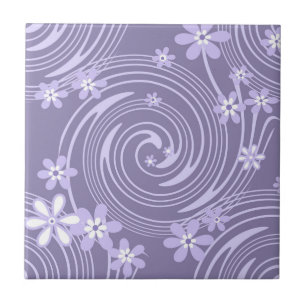 Azulejo De Cerâmica Flores coloridas de flores de cor violeta sem cost