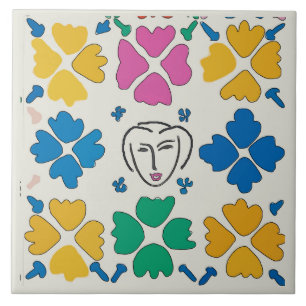 Azulejo De Cerâmica Flores Coloridas Fauvist e Face
