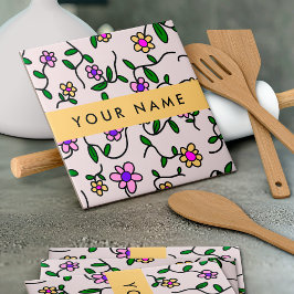 Azulejo De Cerâmica Flores Coloridas, Fundo Rosa, Amarelo