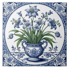 Azulejo De Cerâmica Flores cor azul