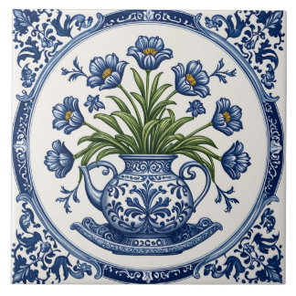 Azulejo De Cerâmica Flores cor azul 2
