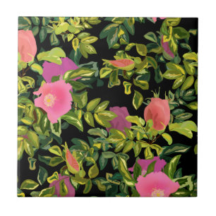 Azulejo De Cerâmica Flores cor-de-água, cor-de-rosa, flores botânica