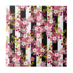 Azulejo De Cerâmica Flores Cor de Rosa