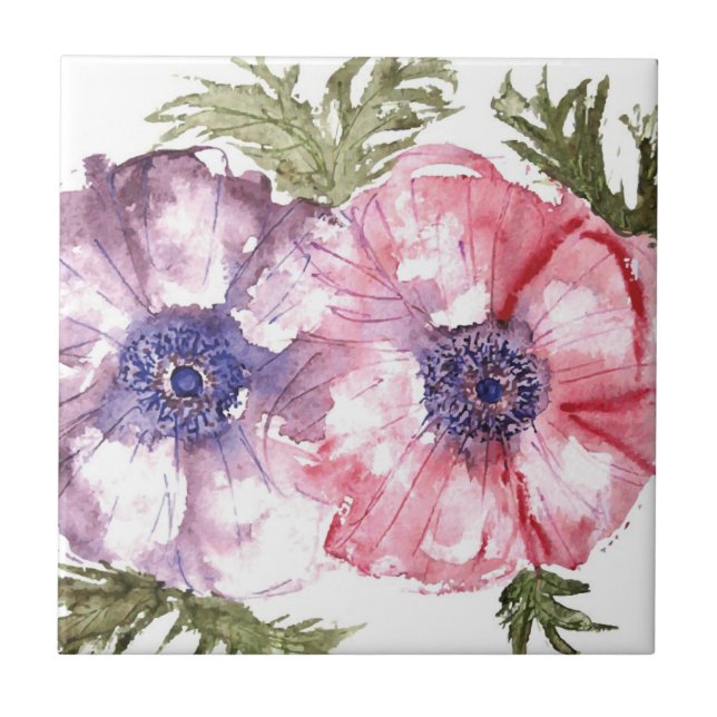 Azulejo De Cerâmica Flores da aguarela (Frente)