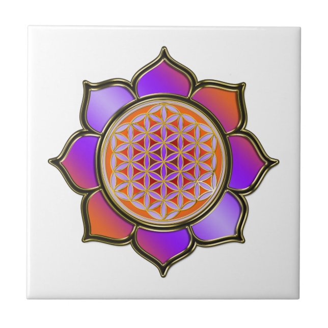 Azulejo De Cerâmica FLORES DA VIDA - LOTUS Violet (Frente)