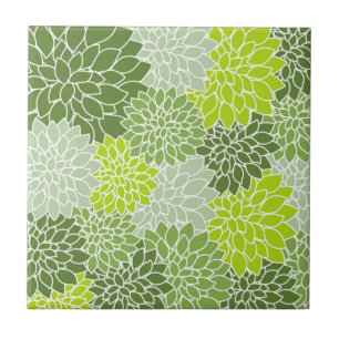 Azulejo De Cerâmica Flores Dahlia, Padrão De Flores, Dahlia Verde