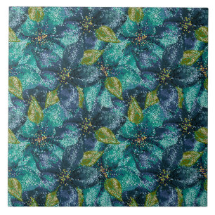 Azulejo De Cerâmica Flores de Amaryllis Azuis