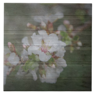 Azulejo De Cerâmica Flores de Apple e madeira resistida