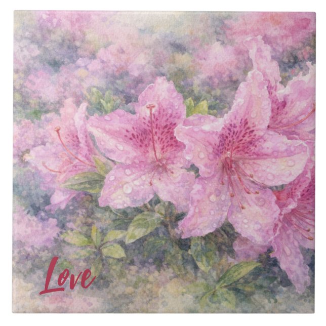 Azulejo De Cerâmica Flores de Aquarela (Frente)